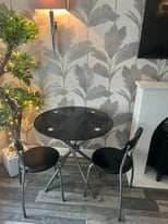 Black Glass Table and Chairs 