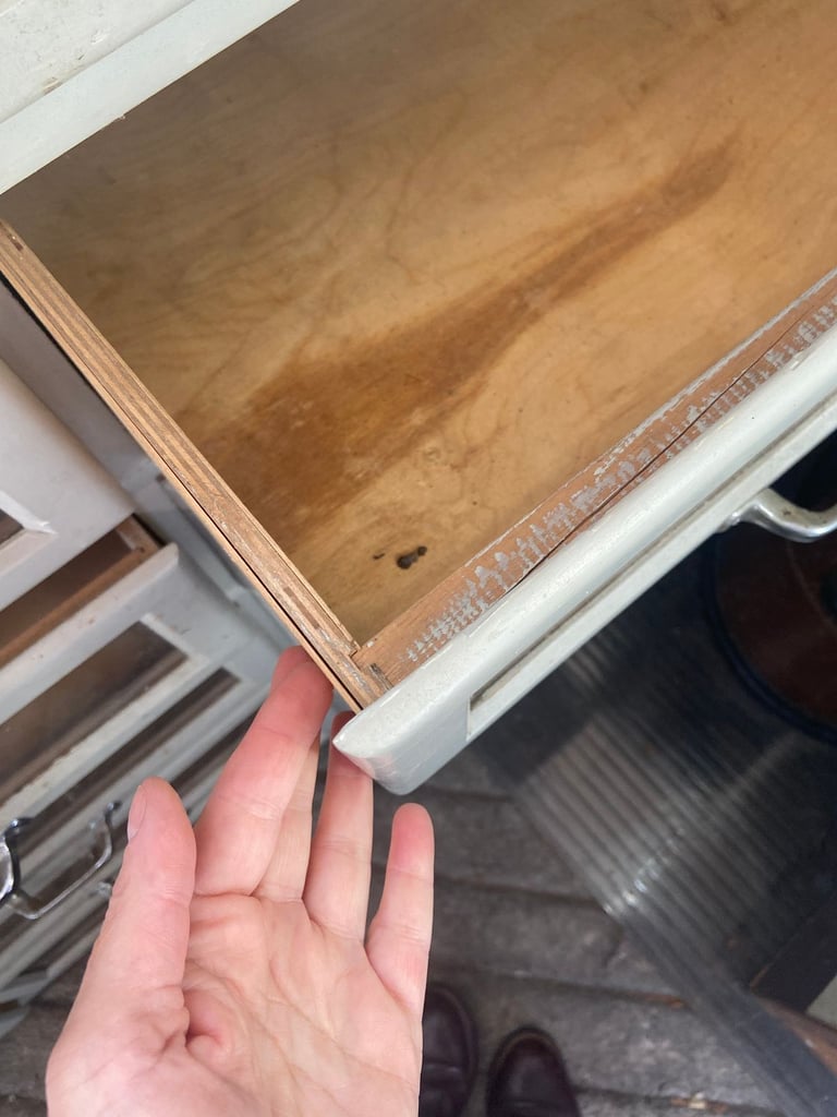 Mid Century Haberdashery glass drawer unit