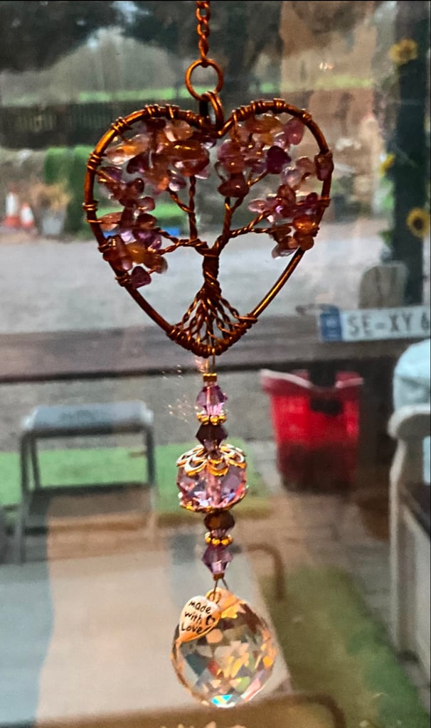 Tree of life/crystal charm. Hang anywhere. Stunning in the sun/light, cemetery or anywhere x