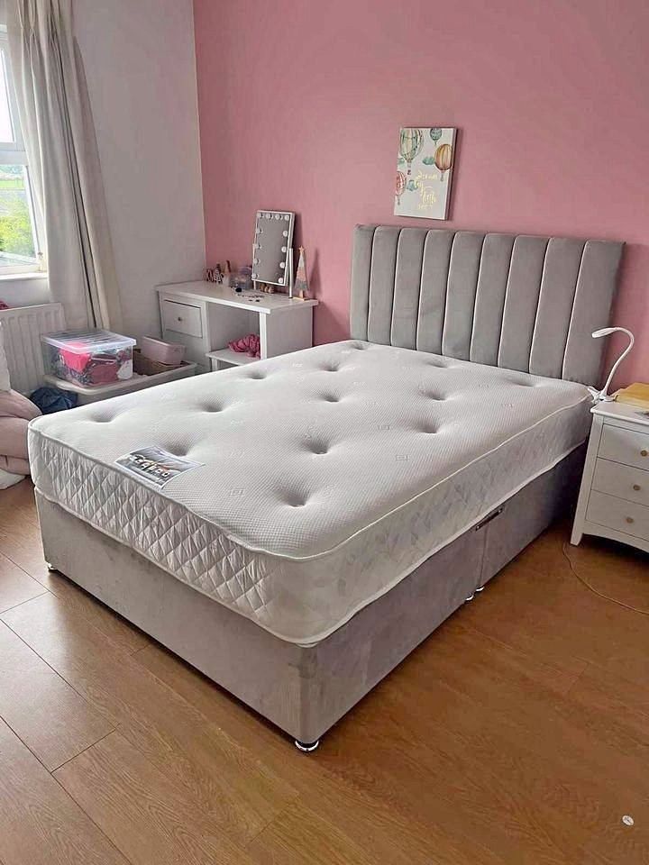 image for Divan 4ft6 Double bed base + headboard -- free home delivery -- Order now 