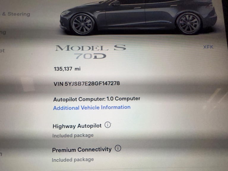 2016 Tesla Model S 75D (Dual Motor) Auto 4WD 5dr HATCHBACK Electric Automatic