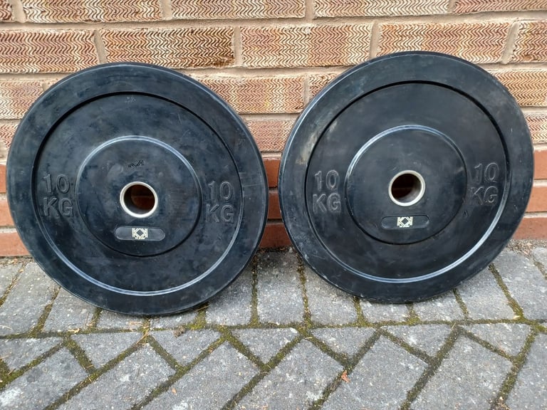 2 x 10KG OLYMPIC BUMPER WEIGHTS PLATES - 2 Inch Holes
