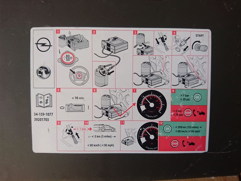 VAUXHALL Car Tyre pump Inflator Air Compressor WILL DELIVER