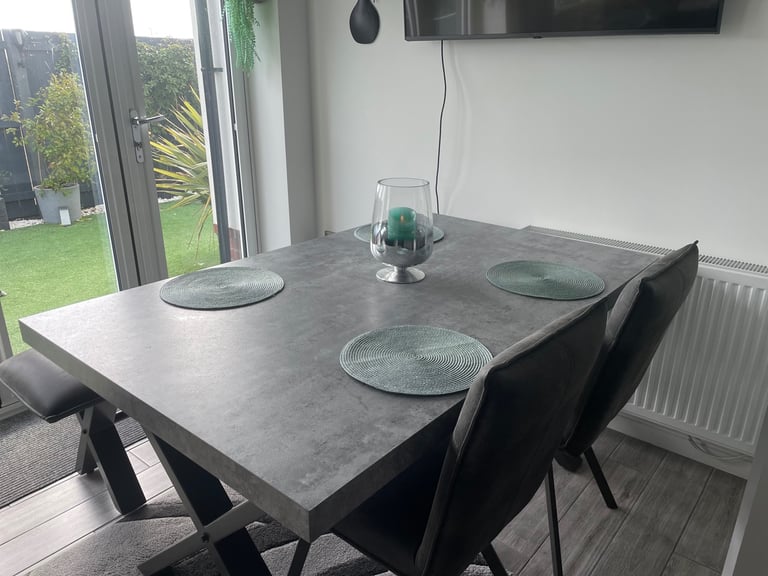 Dining Table, Bench and Chairs