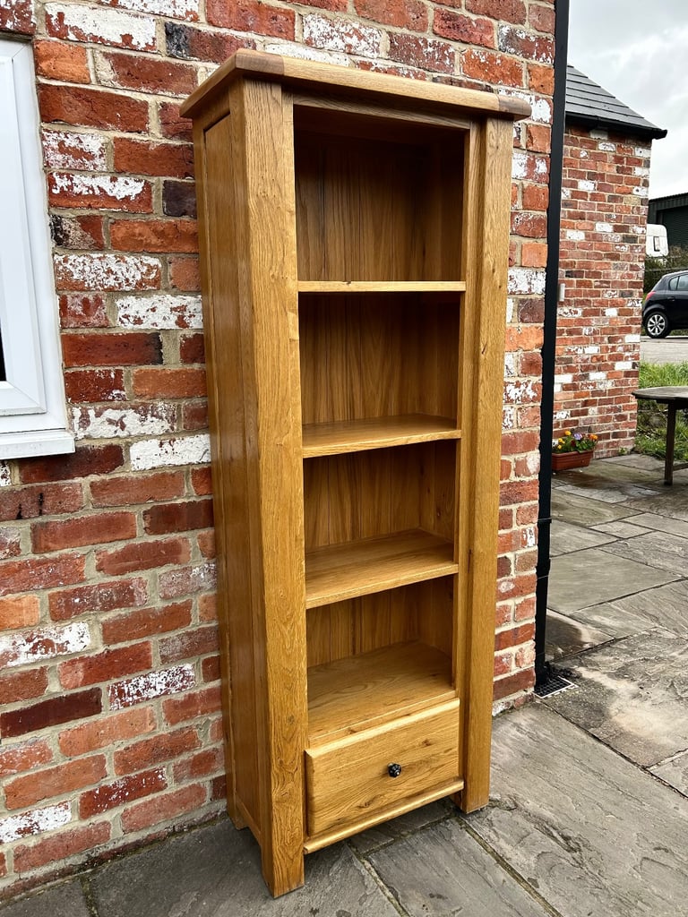 Rustic Solid Oak Tall Bookcase - Great Condition 