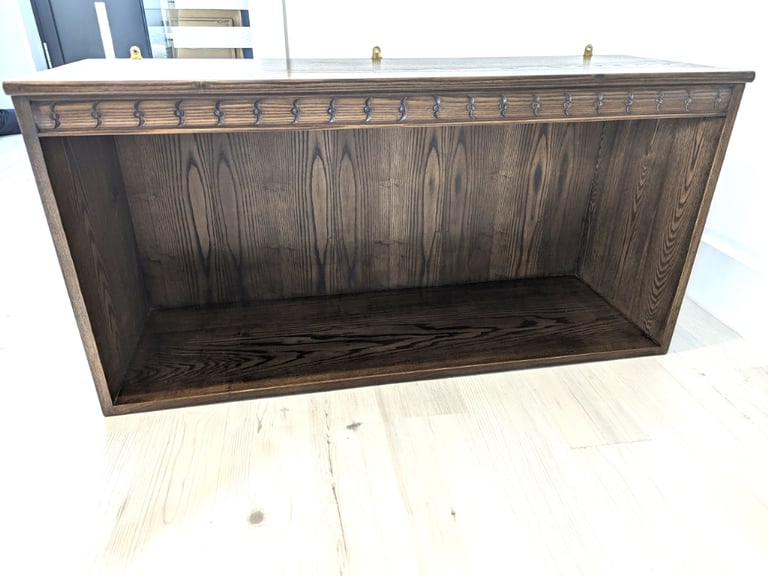 WOOD WALL-MOUNTED STORAGE UNIT REPLICA ERCOL GRASMERE 118cm L x 40.5cm W x 59cm H