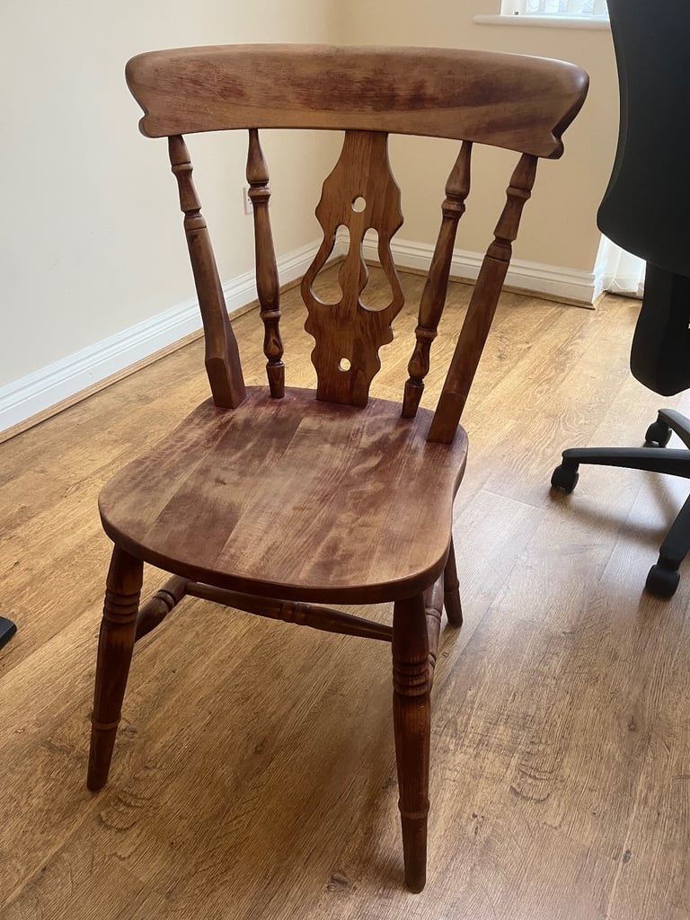 Large extendable solid wood dining table and 8 chairs