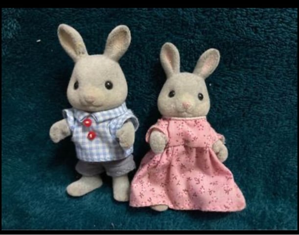 Babblebrook Grey Rabbit Family Vintage Sylvanian Families Bunnies
