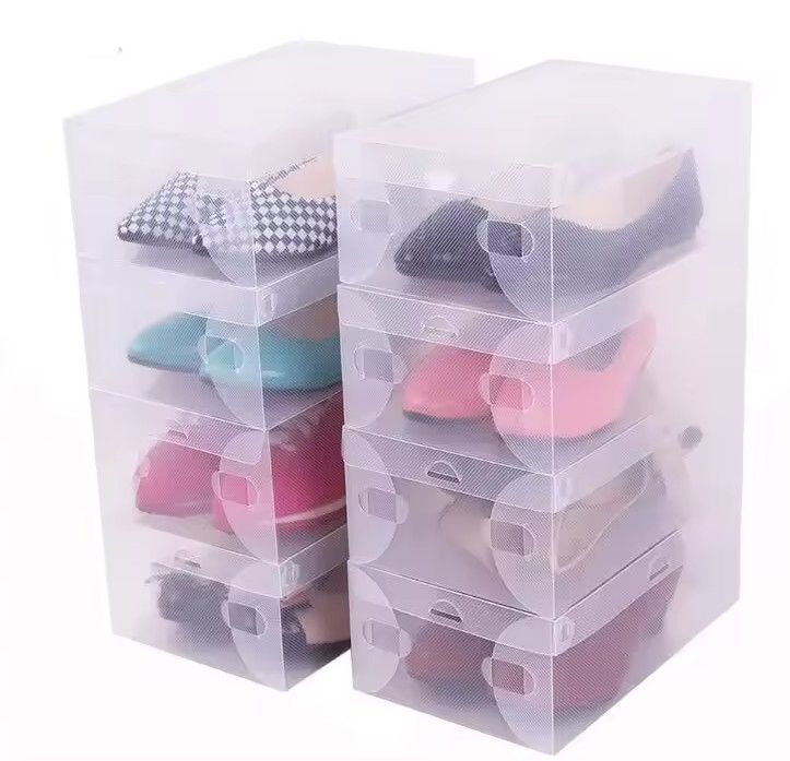 10 Transparent Waterproof Shoe Storage Boxes – Clear Plastic, Foldable & Stackable