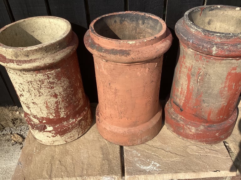 image for 3 terracotta vintage chimney pots