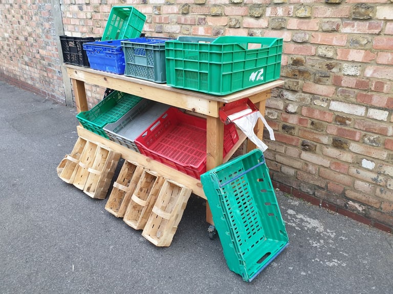 Shop Market Wooden Workbench Fruit Vegetables Trolley Display Unit Counter Top bar CARBOOT STAND
