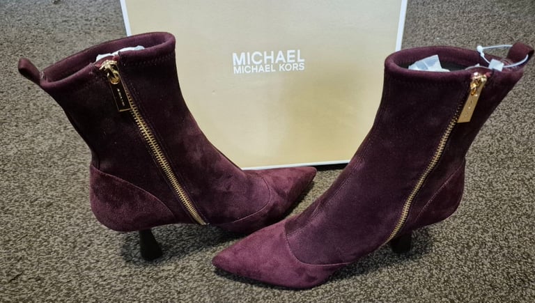 MICHAEL KORS CLARA MID BOOTIE MERLOT SUEDE UK6 RRP£245