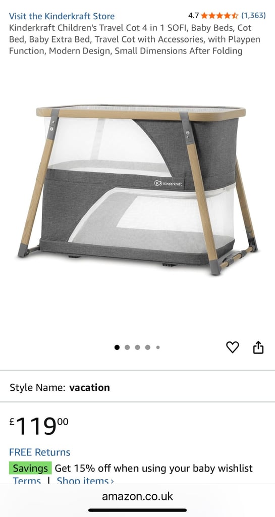 image for Kinderkraft travel cot / next to me crib 