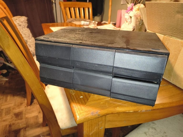 6 Drawer black cassette storage box