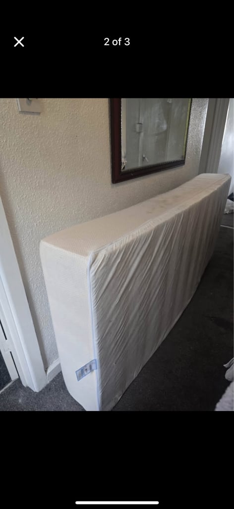 Single ottoman leather bed with mattress 