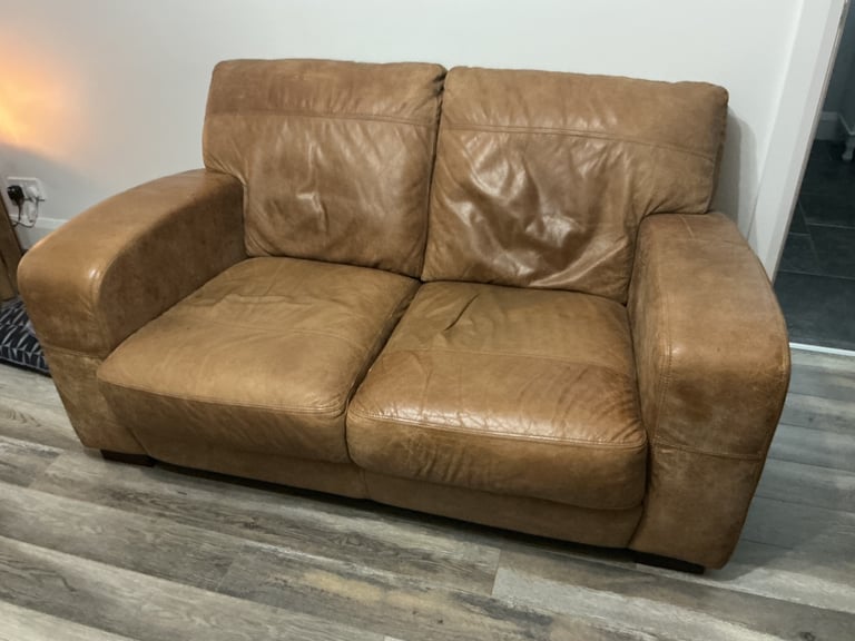 image for 2 2seater leather sofas brown