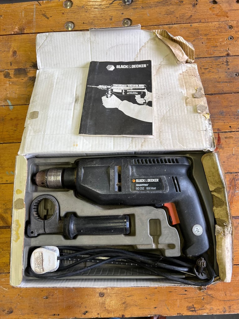image for Black & Decker Quattro 850W Hammer Drill with box and manual