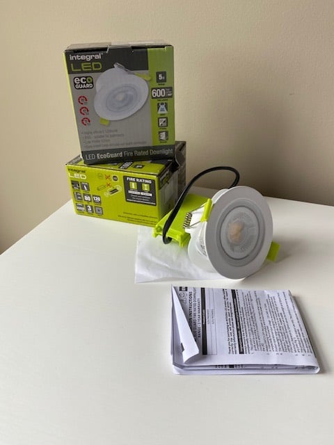 image for 2 LED Integral Downlights - IP65 - Cool White - Brand New