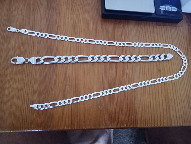 image for 57 grams sterling silver chain & bracelet 