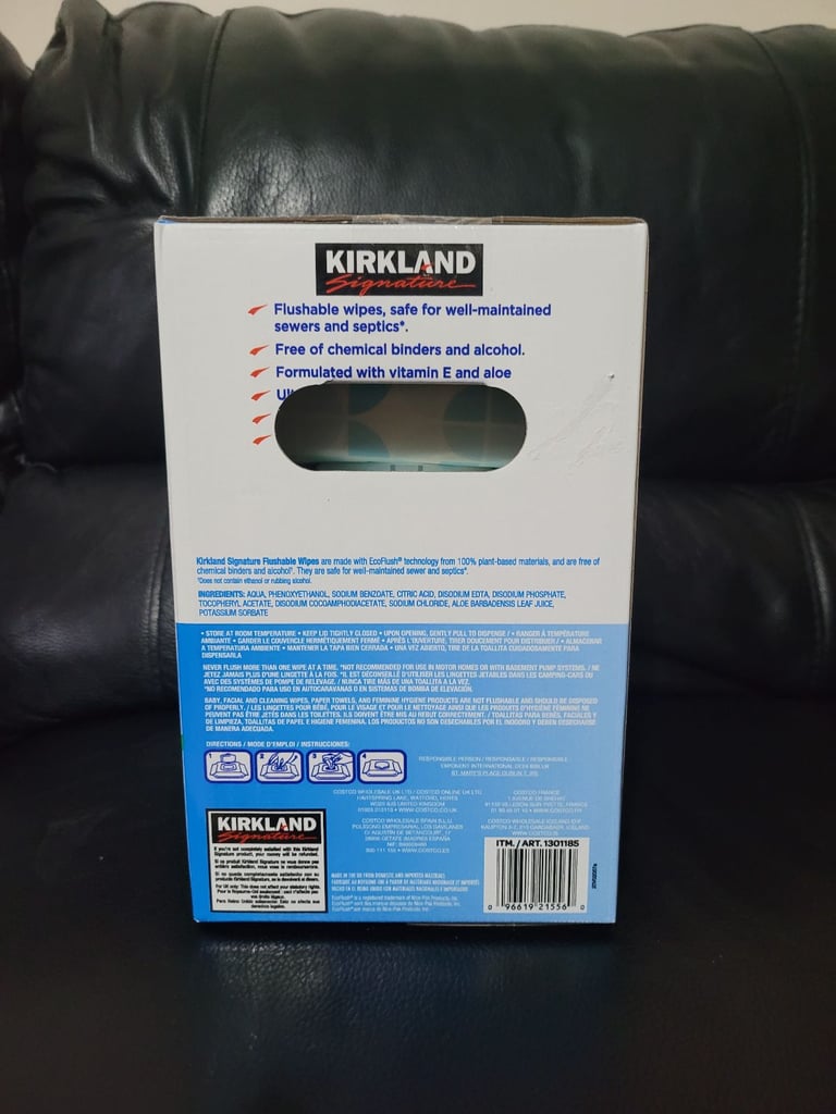 Brand new and sealed box of flushable wipes