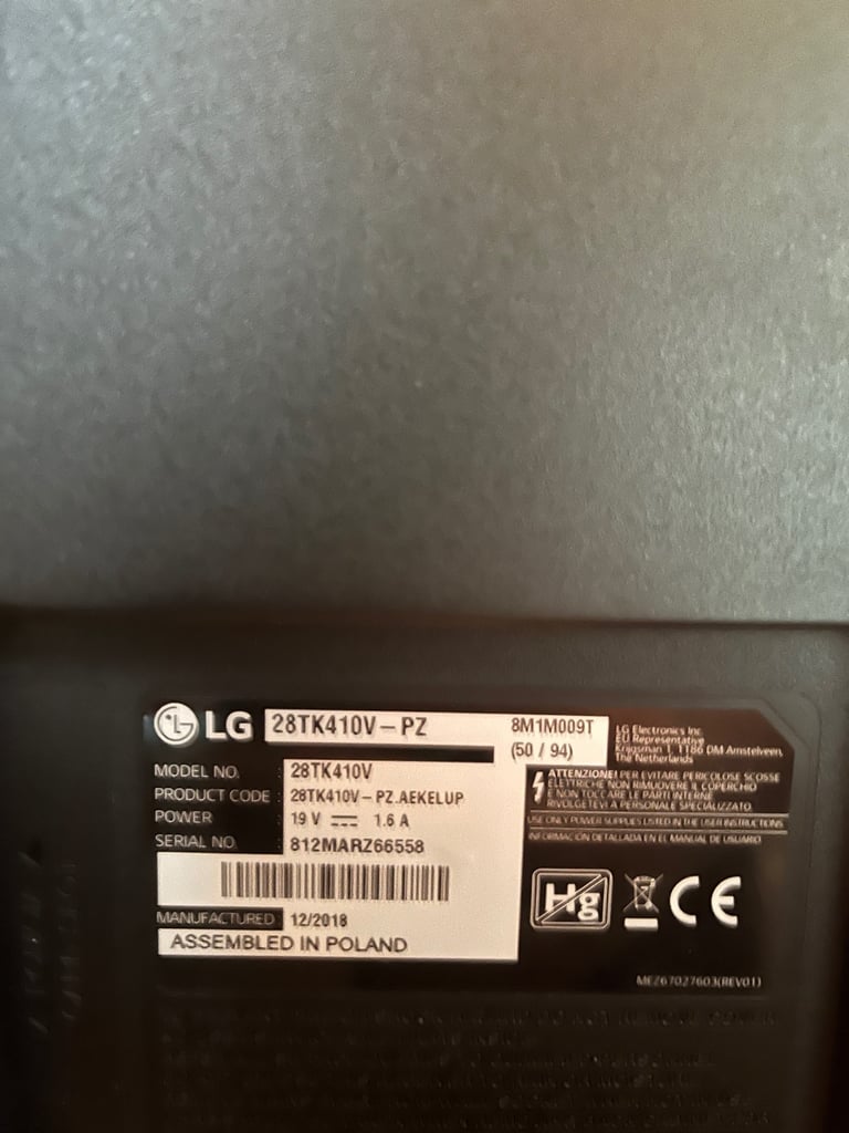 LG 28” Tv monitor for Sale 