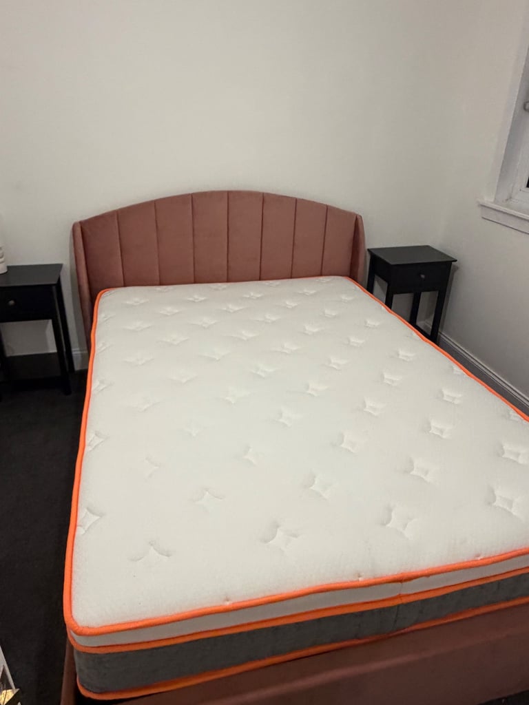 Pink double ottoman bed 