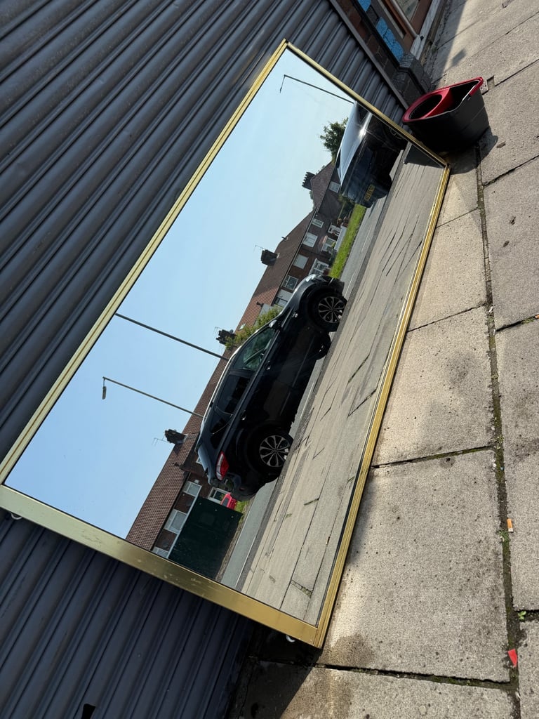 FREE 2 large mirrors with gold tracks on edges may have been used for wardrobe doors 