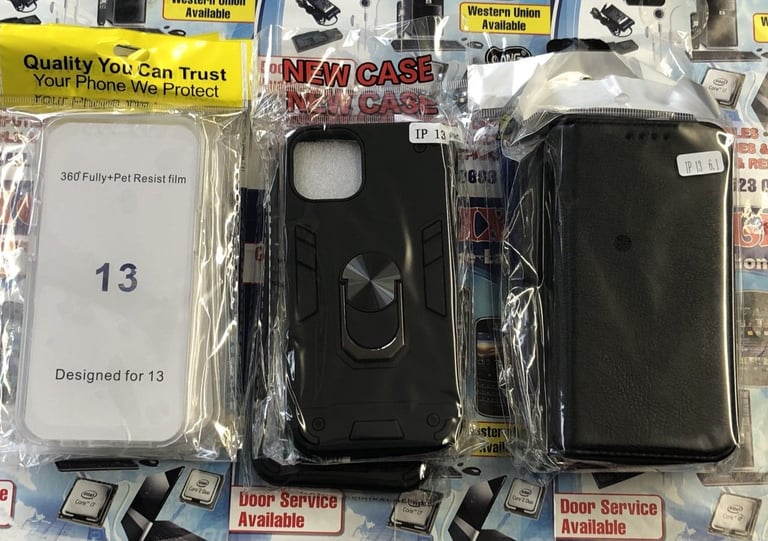 Apple iPhone 13mini/13/13Pro & 13 Pro MAX 360tpu cases, Black ring cases & Book cases available