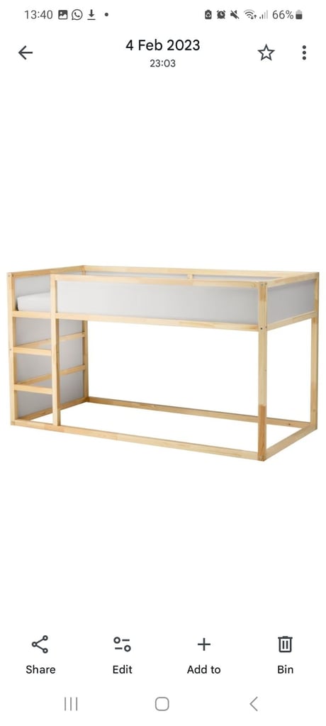 image for  Kids Wooden Bed Frame – Convertible IKEA
