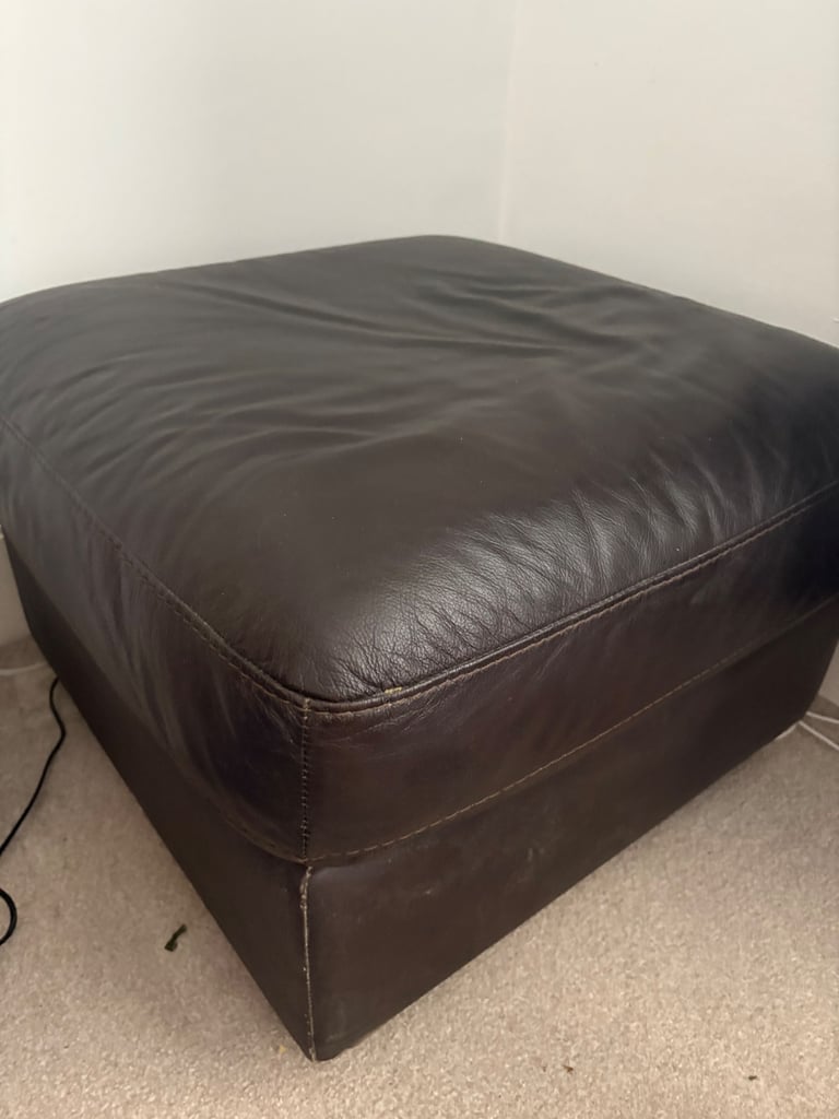 image for Brown leather foot stool