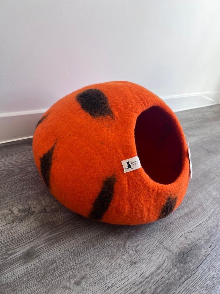 Shady Cat Caves Handmade Felt Cat Bed/Cave Tiger Print Cave 