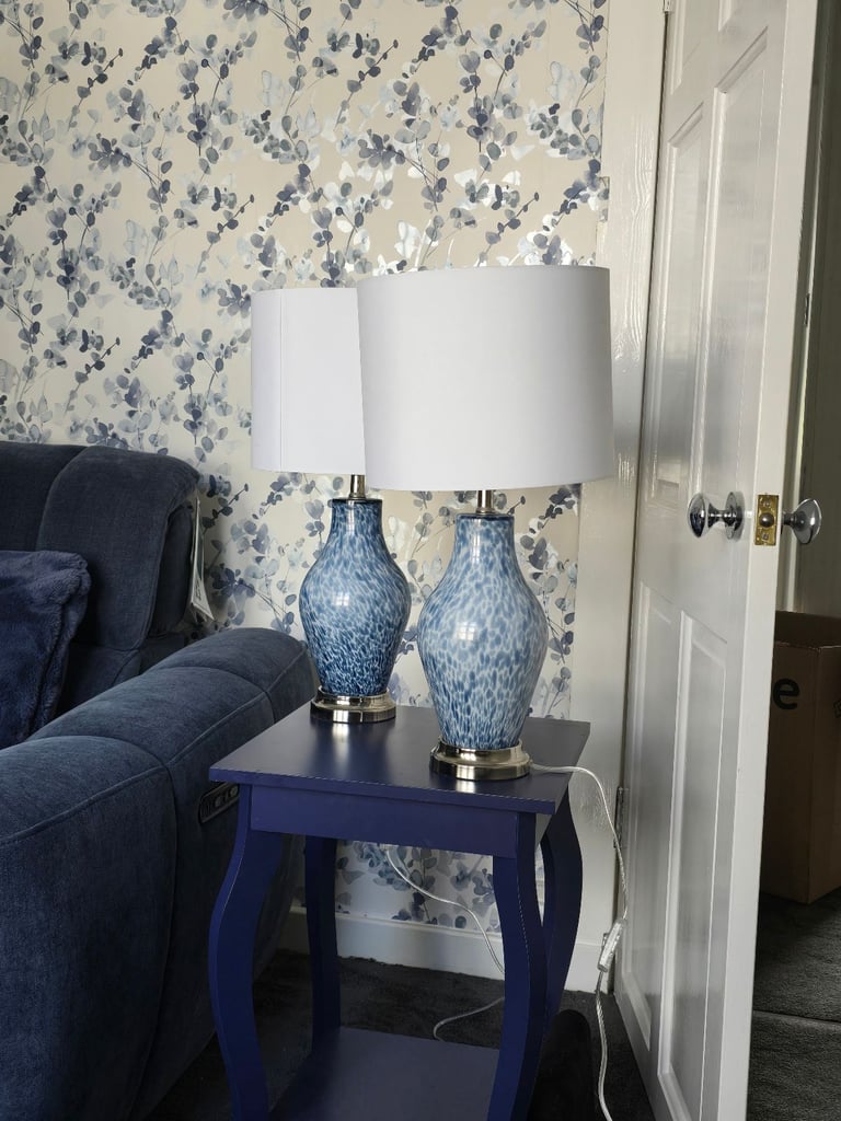 Pair of blue lamps