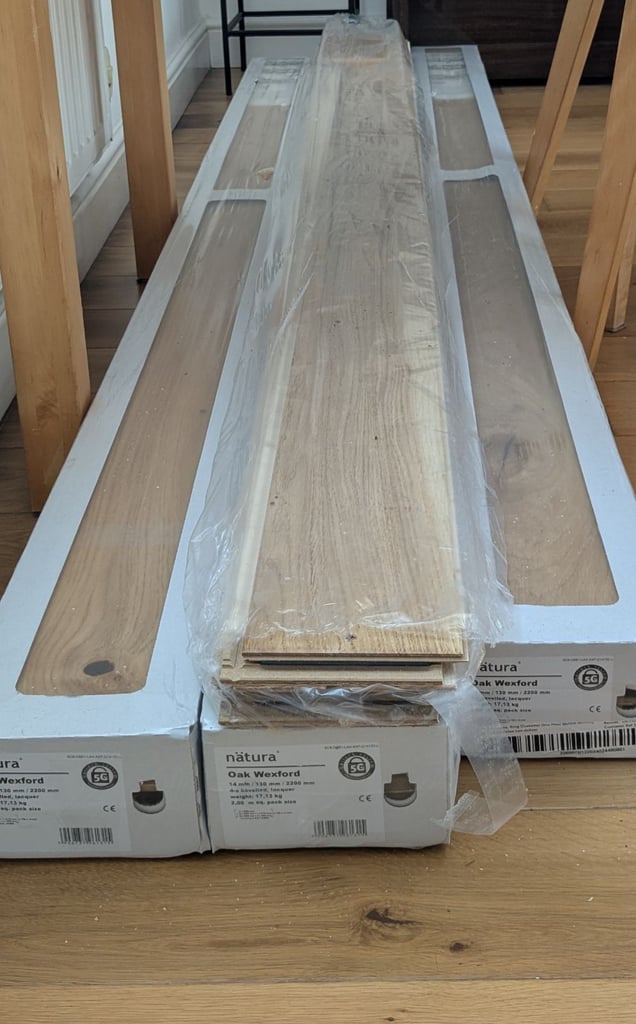 Floor boards Engineered European Rustic Oak 14mm x 130mm x 2200mm Natural Lacquered Long Board x3