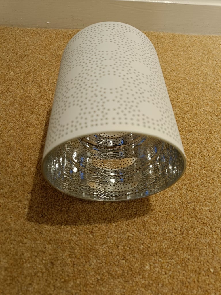 White and silver glass lampshade