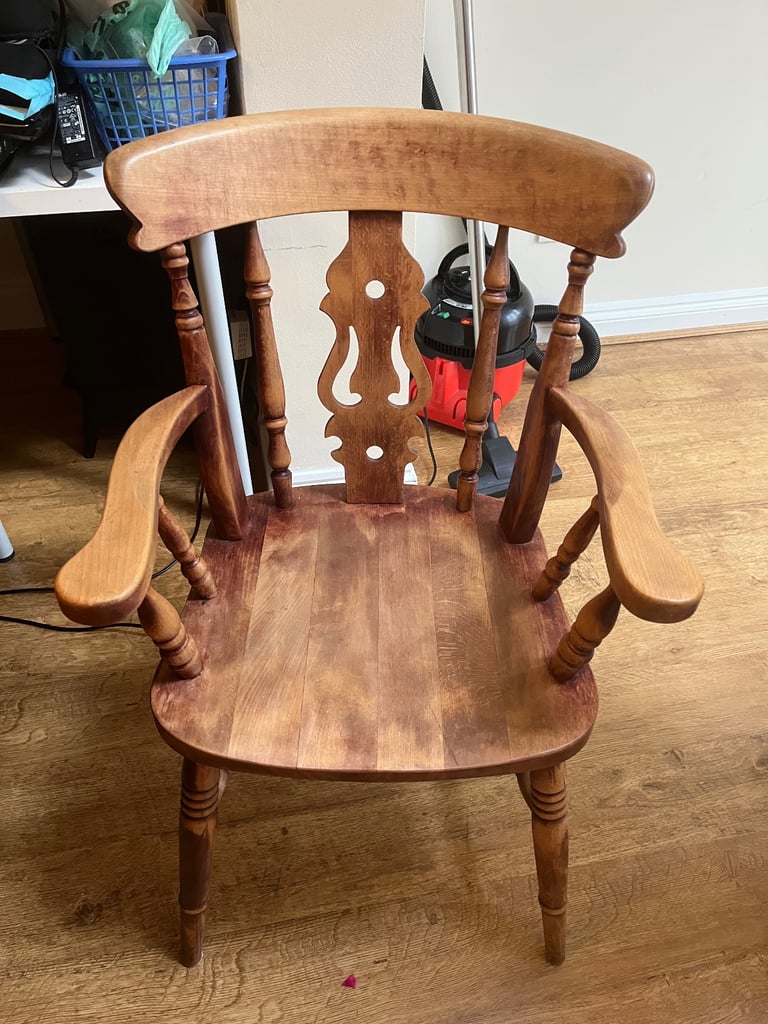 Large extendable solid wood dining table and 8 chairs