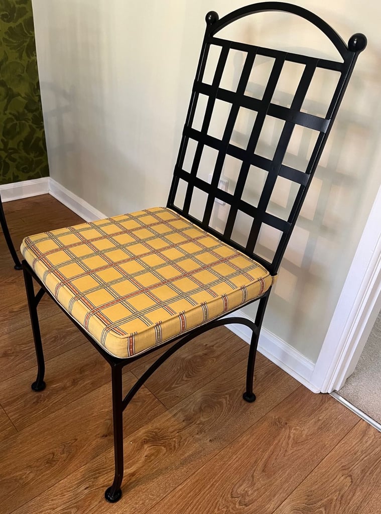 Bespoke glass topped dining table and 6 matching chairs