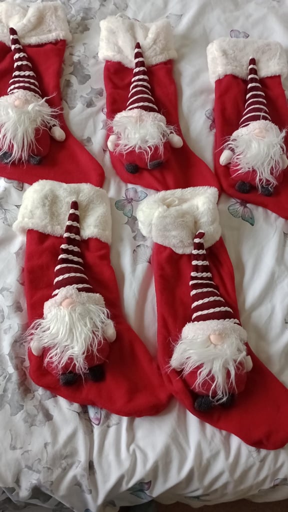 Christmas decorations Santa stocking sacks gonks 