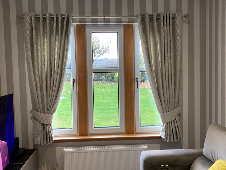 image for Modern grey curtains plus chrome rail