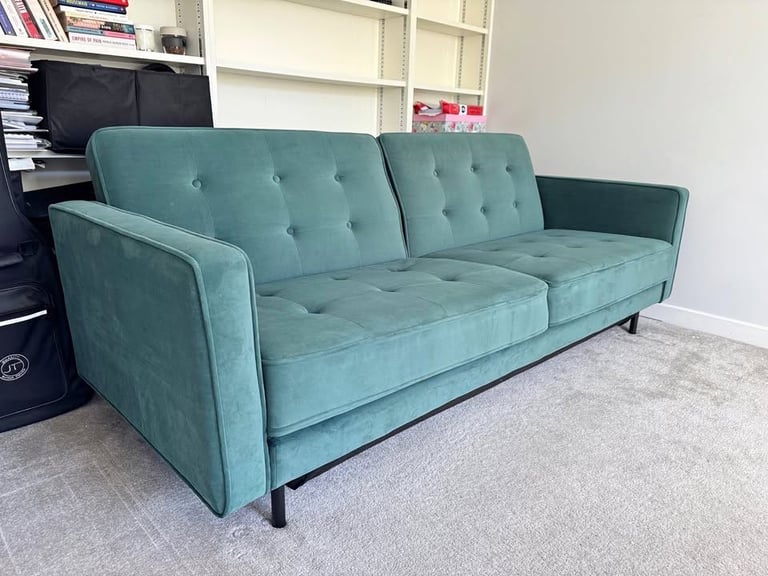 Green Velvet, Click Clack Sofa Bed, with Storage, RPP 724£