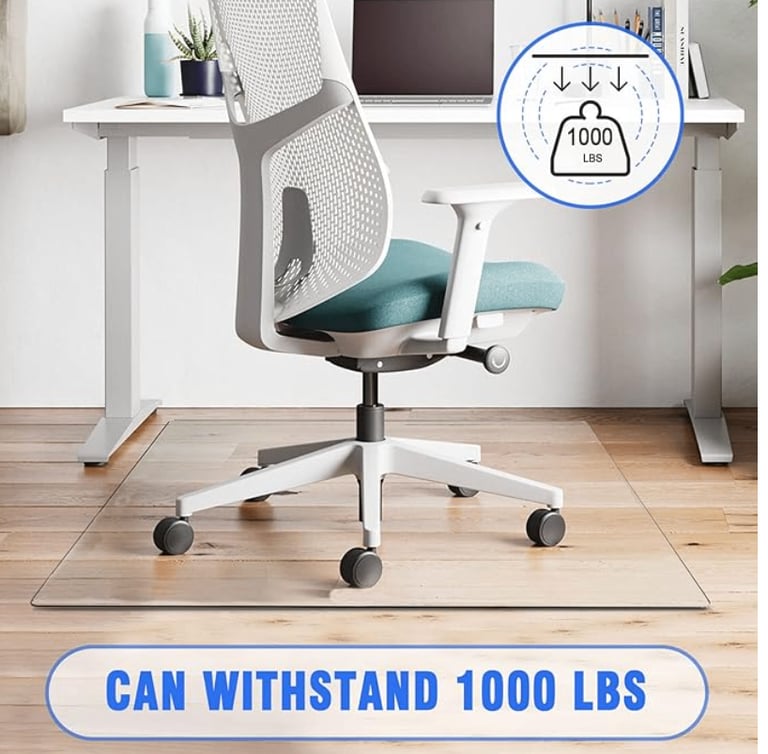 NeuType Glass OfficeChair Mat, Tempered Glass for Carpet or Hardwood 90cm x 90cm