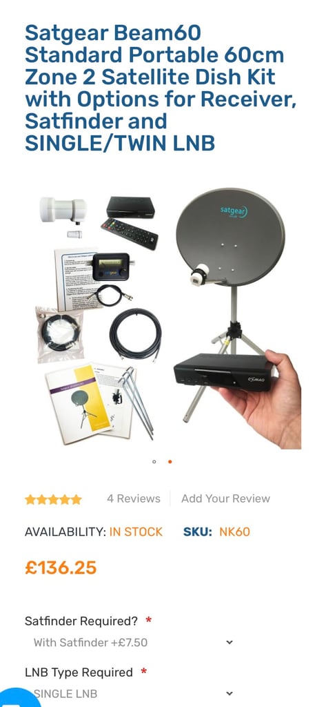 Satgear Beam 60 Portable Satellite Dish Kit