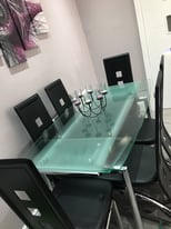 harveys extended glass dining table and 6 chairs 