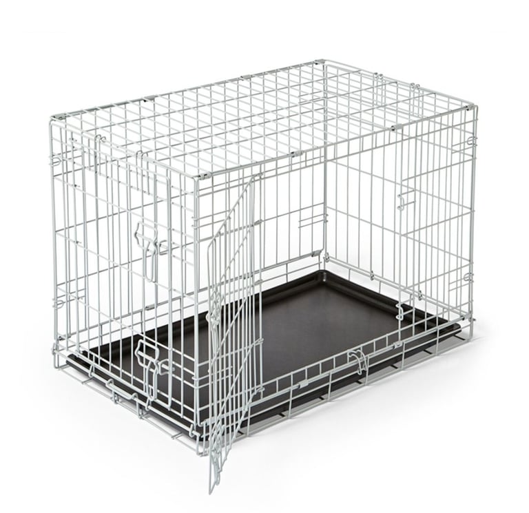 Pets at Home Double Door Folding Dog Crate Grey Small 30"