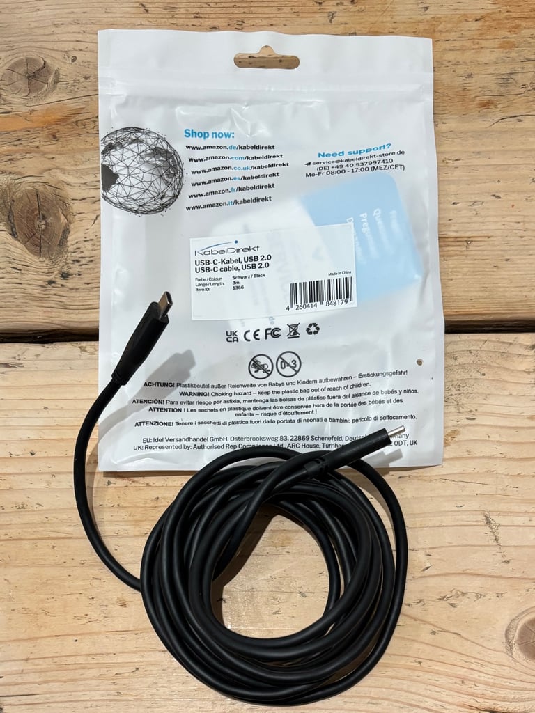 image for Fast charging 3m USB-C Cable, 100W charging power, black, very strong and flexible