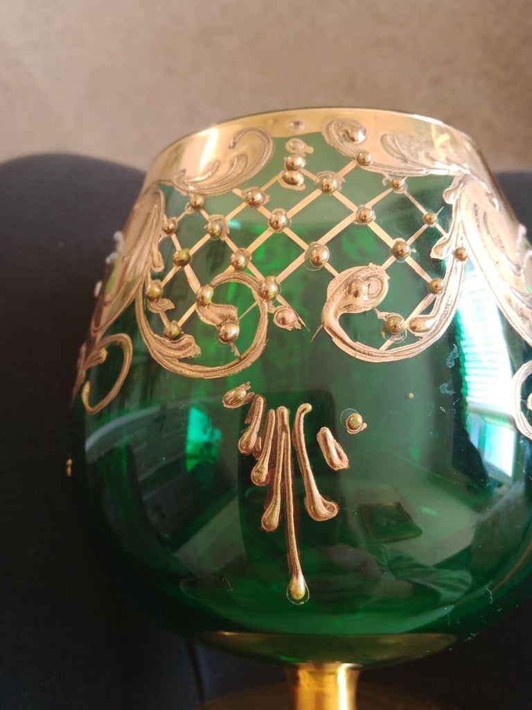 Czech bohemian large balloon brandy glasses