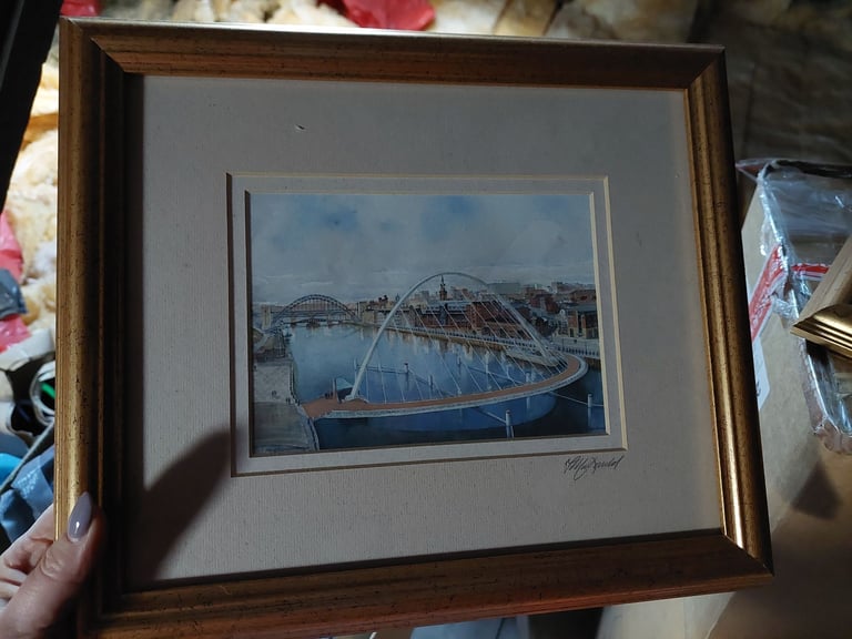 2 framed pictures of Newcastle/ Corbridge