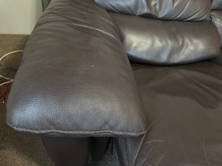 3 Seater Leather Power Recliner Sofa and Footstool Chaise/Corner