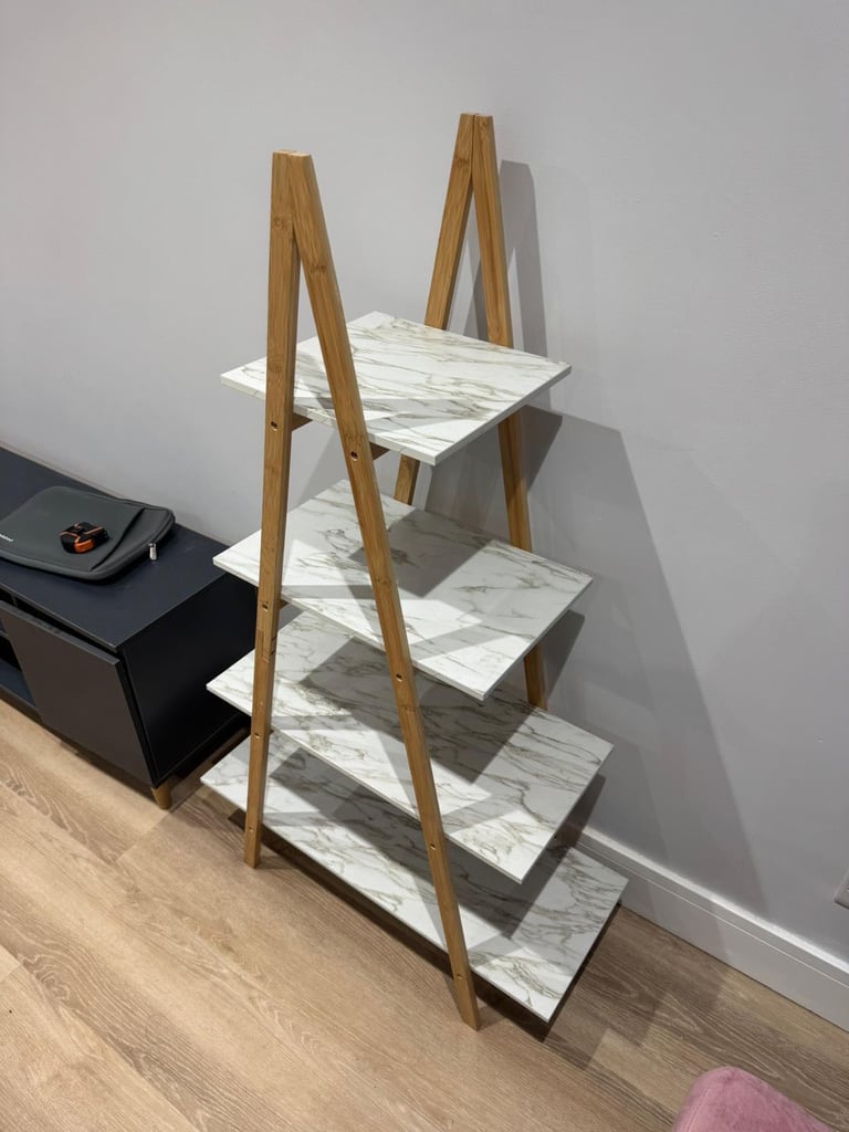 FREE DELIVERY WHITE MARBLE EFFECT SHELVING UNIT GREAT CONDITION