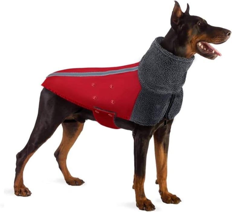 Red XXL Reflective Fleece Dog Coat 