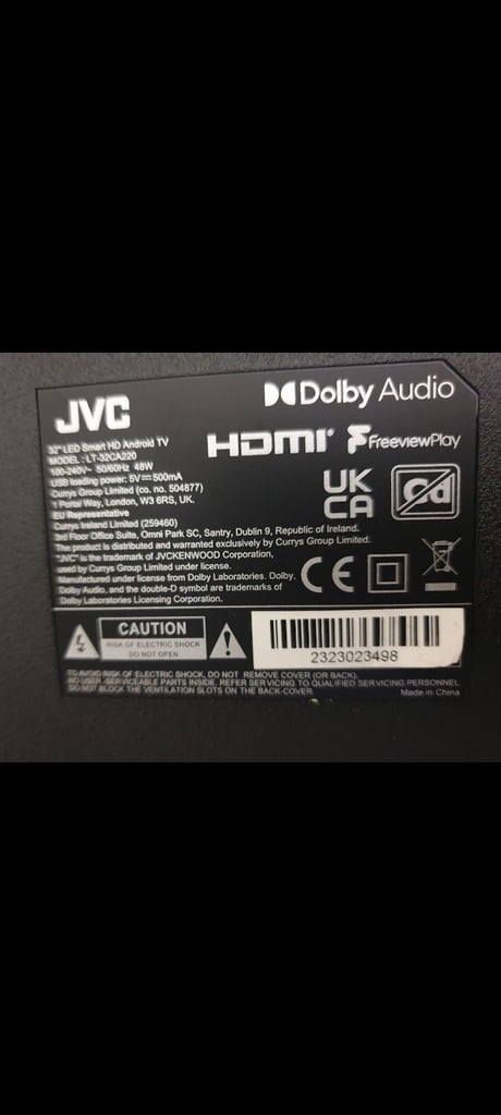 JVC Smart Android TV 32" with remote control 